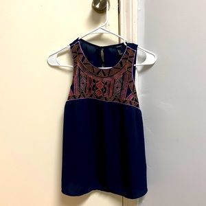 Navy dark blue sleeveless blouse size S